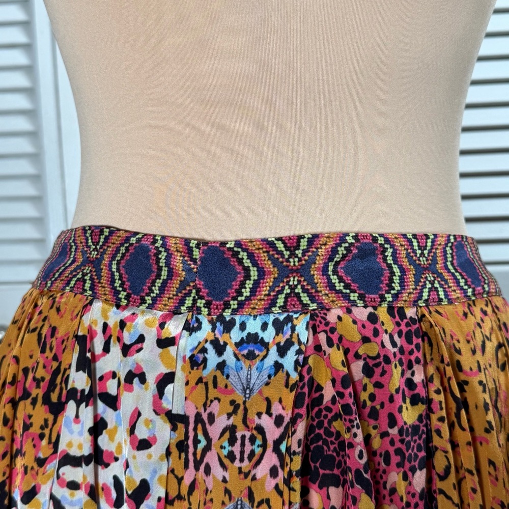 Bhanuni by Jyoti Maxi Skirt Boho Patchwork Animal Print Lined Size 6 - Picture 3 of 13